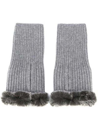 Shop N•peal Cashmere Fingerless Gloves In Flannel Grey + Charcoal Lwt