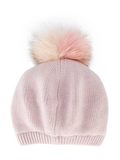 Shop Miu Miu Pink Fur Pom Pom Hat
