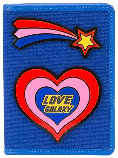 Shop Yazbukey Heart-patch Passport Holder In Blue