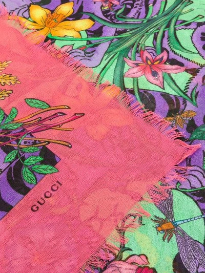 Shop Gucci Floral Print Scarf In Multicolour