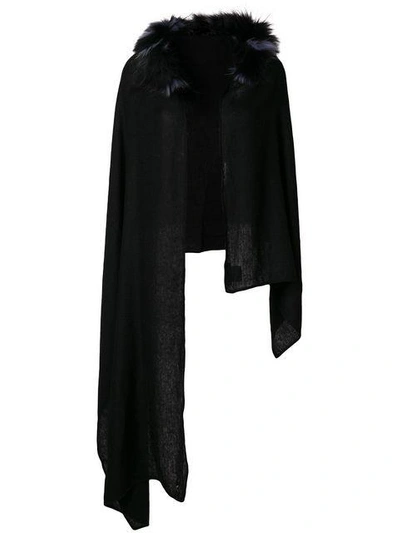 Shop Charlotte Simone Fur Collar Asymmetric Scarf - Black