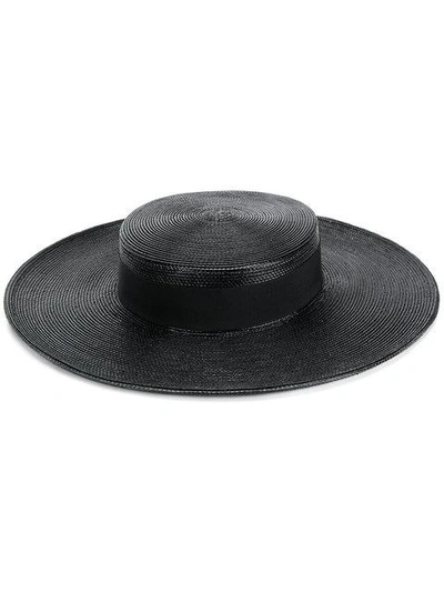 Shop Saint Laurent Woven Sun Hat In Black