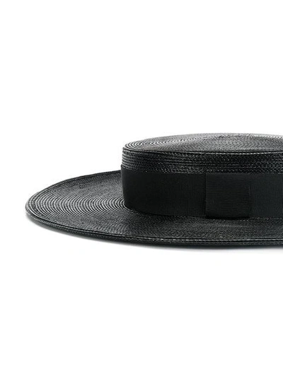 Shop Saint Laurent Woven Sun Hat In Black