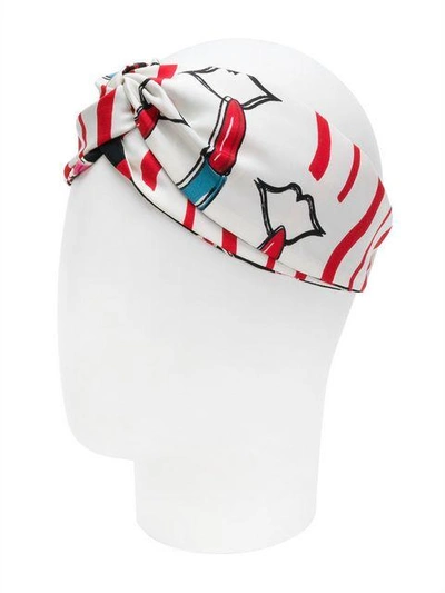 Shop Valentino Lipstick Print Headband In White
