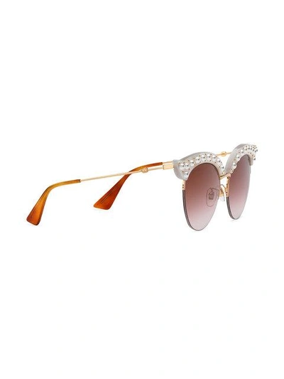 Cat eye acetate sunglasses with pearls