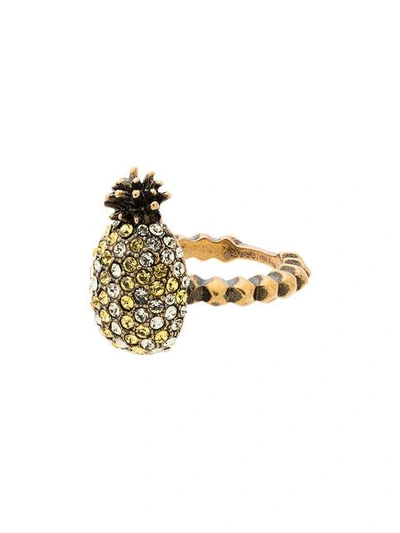 Shop Gucci Crystal Pineapple Ring In Metallic