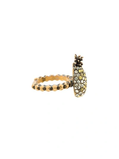 Shop Gucci Crystal Pineapple Ring In Metallic