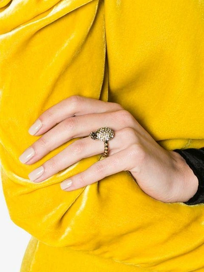 Shop Gucci Crystal Pineapple Ring In Metallic