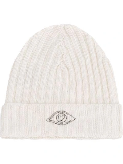 Shop Warm-me Ribbed Knitted Beanie Hat - White