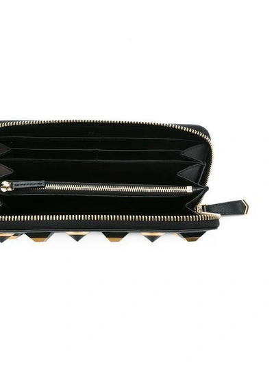 Shop Fendi Studded Zip-around Wallet - Black