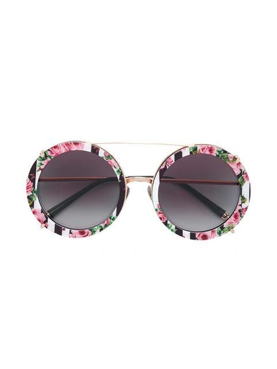 Shop Dolce & Gabbana Limited Edition Clip-on Round Sunglasses In Metallic