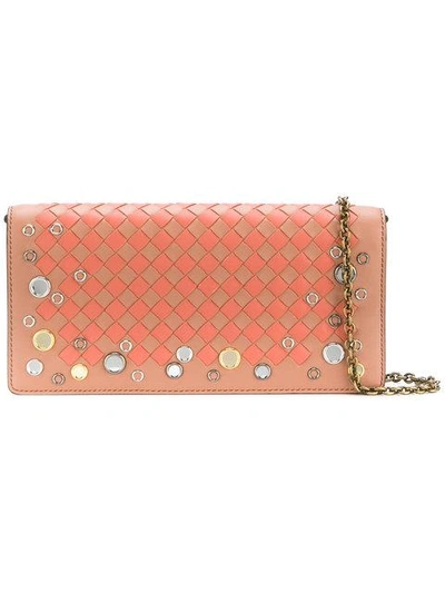 Shop Bottega Veneta Dhalia Hibiscus Chain Wallet  In Pink