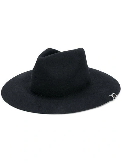 Shop Don Paris Silver Hoop Detail Mirtha Hat In Black