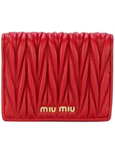 Shop Miu Miu Fold Out Purse In Red