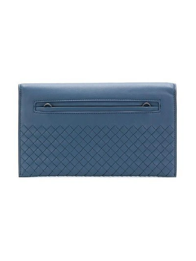 Shop Bottega Veneta Denim Intrecciato Nappa Continental Wallet - Blue