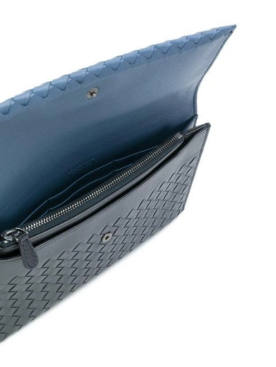 Shop Bottega Veneta Denim Intrecciato Nappa Continental Wallet - Blue