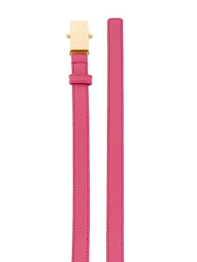 Shop Prada Logo Plaque Belt - Pink