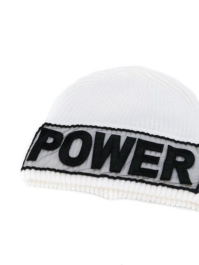 Shop Versace 'power Manifesto' Beanie In White