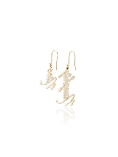 Shop Established 14kt Yellow Gold Naughty And Nice Earrings In Metallic