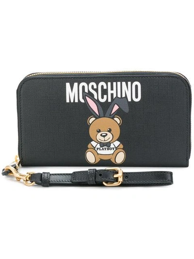 Shop Moschino Playboy Teddy Wallet In Black