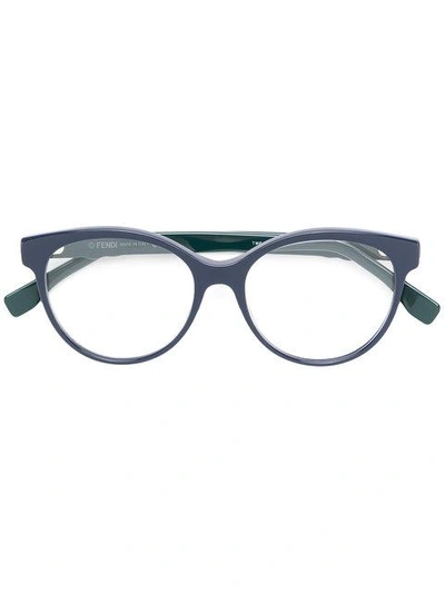 Shop Fendi Round Frame Glasses In Blue