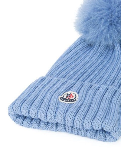 Shop Moncler Logo Patch Beanie Hat