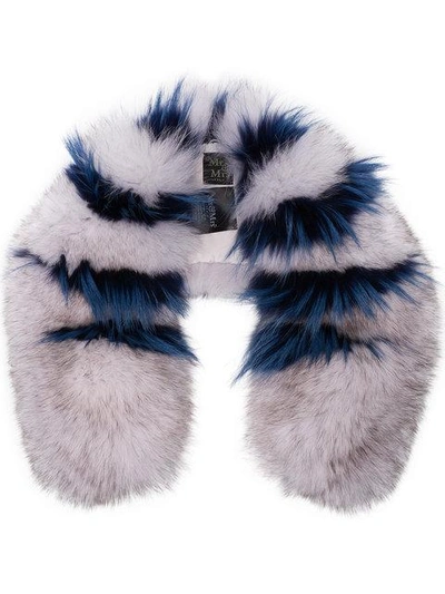 Shop Mr & Mrs Italy Pink And Blue Striped Fur Collar