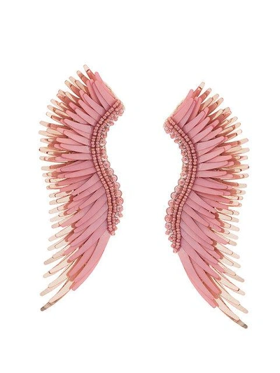 Shop Mignonne Gavigan Long Wings Beaded Earrings In Pink