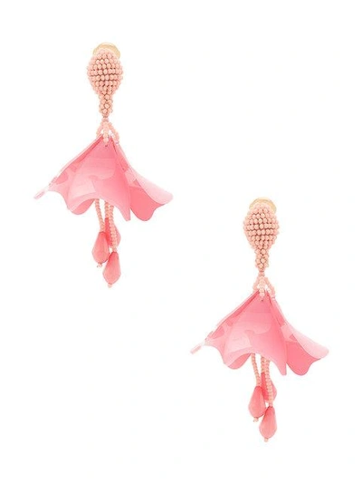 Shop Oscar De La Renta Impatiens Flower Drop Earrings In Pink