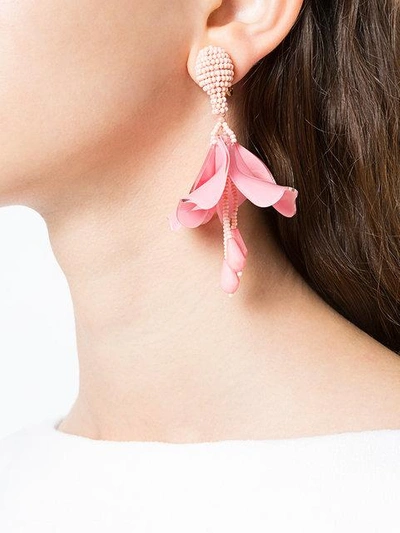 Shop Oscar De La Renta Impatiens Flower Drop Earrings In Pink