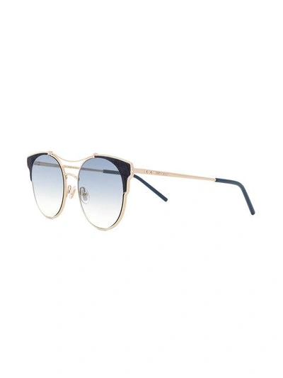 Shop Jimmy Choo Round Cat Eye Sunglasses In Metallic