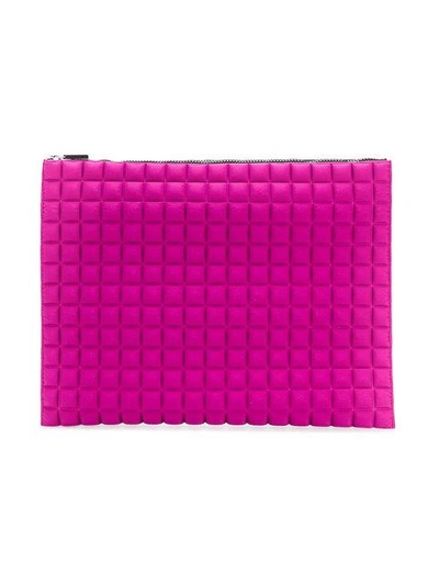 large grid textured pouch