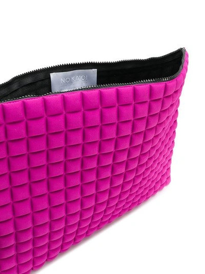 Shop No Ka'oi Large Grid Textured Pouch In Pink