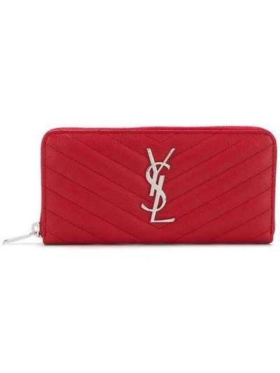 Shop Saint Laurent Monogram Continental Wallet In Red