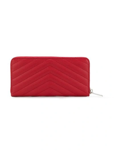 Shop Saint Laurent Monogram Continental Wallet In Red