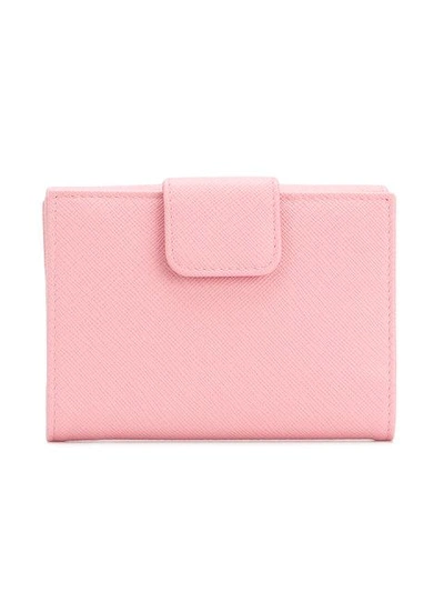 Shop Prada Logo Plaque Wallet - Pink