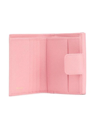 Shop Prada Logo Plaque Wallet - Pink