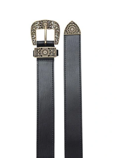 Shop Alberta Ferretti Engraved Buckle Belt - Black