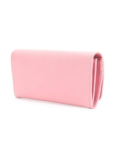 Shop Prada Saffiano Chain Wallet In Pink