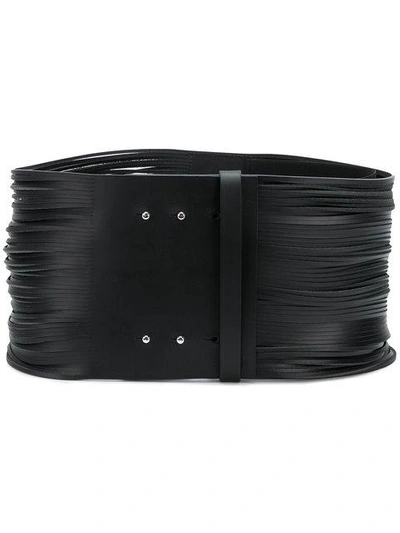 Shop Maison Margiela Wide Cut Out Slit Belt In Black