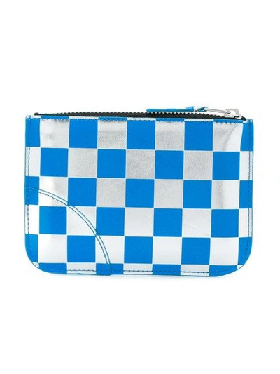 Shop Comme Des Garçons Play Checked Purse In Blue