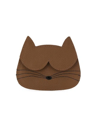 Shop Sarah Chofakian Cat Cardholder In Brown