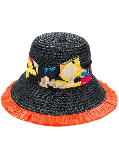 Shop Etro Floral Strap Hat In Black