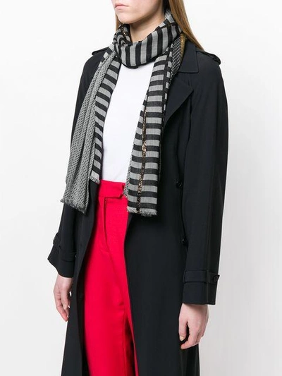 Shop Haider Ackermann Striped Scarf - Black