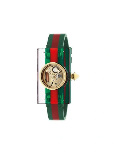 Shop Gucci Vintage Web 24x40mm Watch - Green