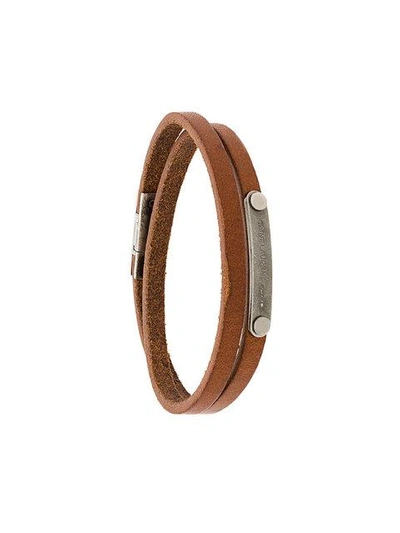 Shop Saint Laurent Id Double Cuff In Brown