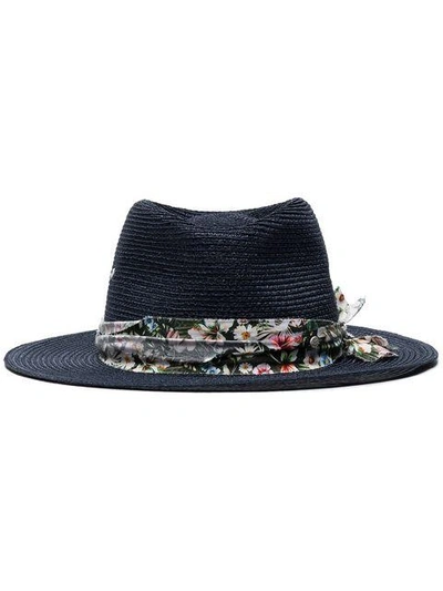 Shop Maison Michel Blue Thadee Straw Hat