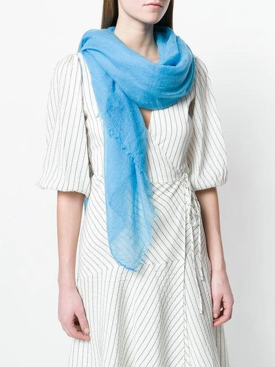 Shop Faliero Sarti Frayed-hem Scarf In Blue