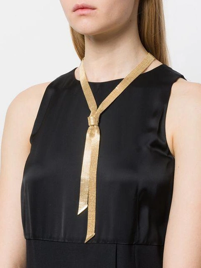 Shop Lanvin Tied Sheet Necklace In Metallic