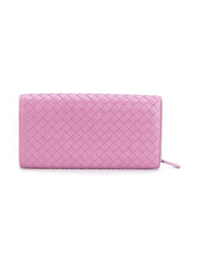 Shop Bottega Veneta Twilight Intrecciato Nappa Continental Wallet - Pink
